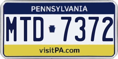 PA license plate MTD7372