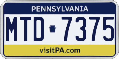 PA license plate MTD7375