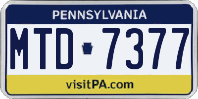 PA license plate MTD7377