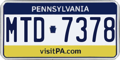 PA license plate MTD7378
