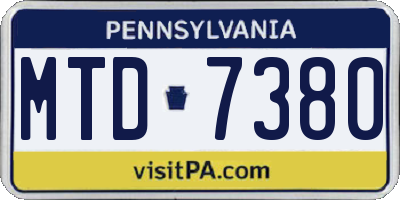 PA license plate MTD7380
