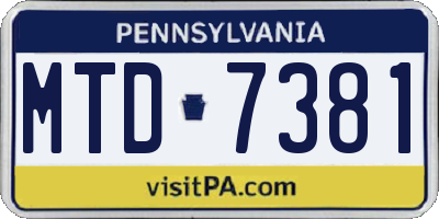 PA license plate MTD7381