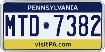 PA license plate MTD7382