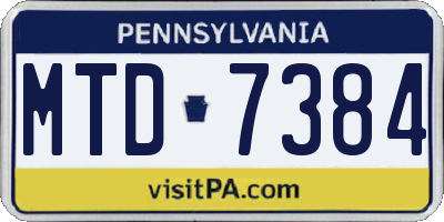 PA license plate MTD7384