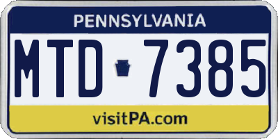 PA license plate MTD7385