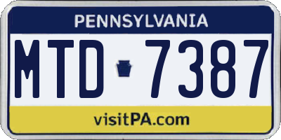 PA license plate MTD7387