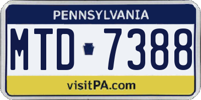 PA license plate MTD7388