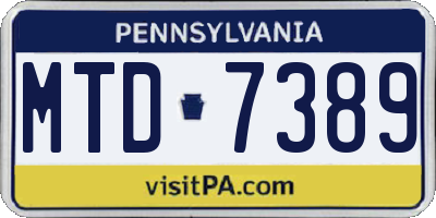 PA license plate MTD7389
