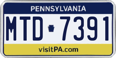 PA license plate MTD7391