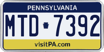 PA license plate MTD7392