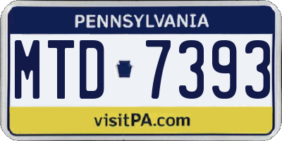 PA license plate MTD7393