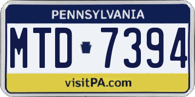 PA license plate MTD7394