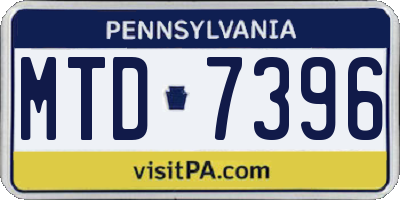 PA license plate MTD7396