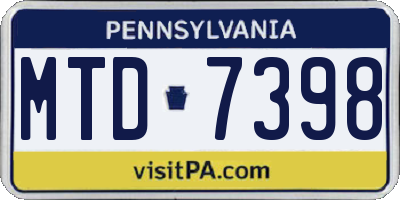 PA license plate MTD7398