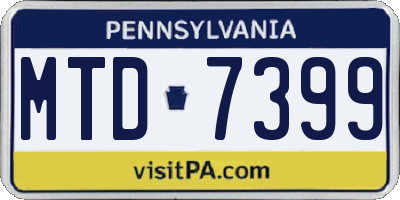 PA license plate MTD7399