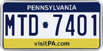 PA license plate MTD7401