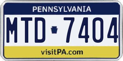PA license plate MTD7404