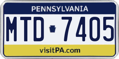 PA license plate MTD7405