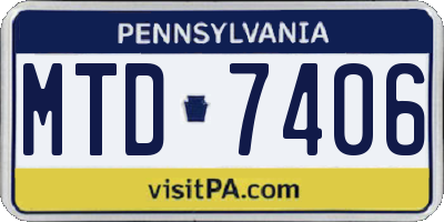 PA license plate MTD7406