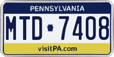 PA license plate MTD7408