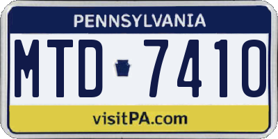 PA license plate MTD7410