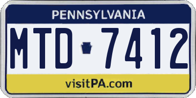 PA license plate MTD7412