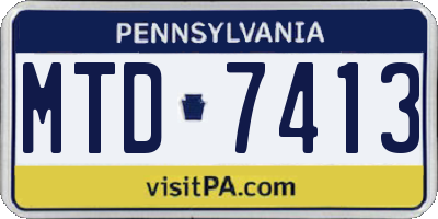 PA license plate MTD7413