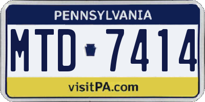 PA license plate MTD7414