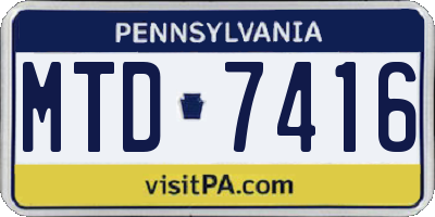 PA license plate MTD7416