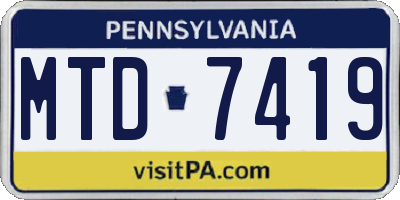 PA license plate MTD7419