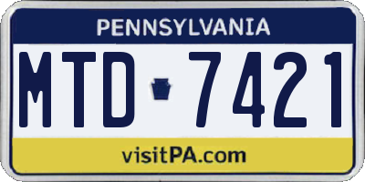 PA license plate MTD7421