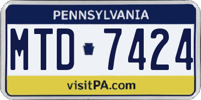 PA license plate MTD7424