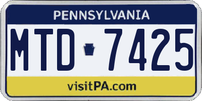 PA license plate MTD7425