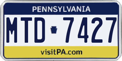PA license plate MTD7427