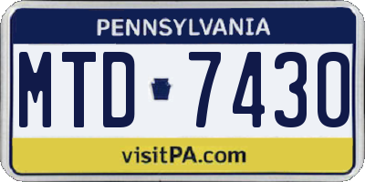 PA license plate MTD7430