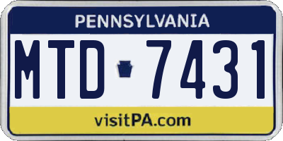 PA license plate MTD7431