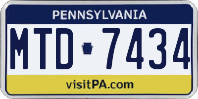PA license plate MTD7434