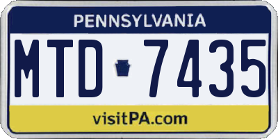 PA license plate MTD7435