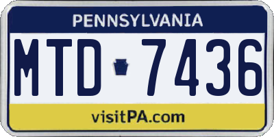 PA license plate MTD7436