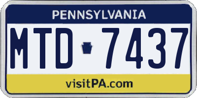 PA license plate MTD7437