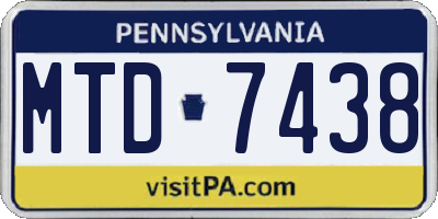 PA license plate MTD7438