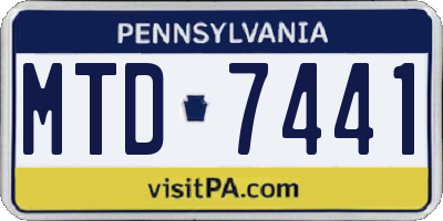 PA license plate MTD7441