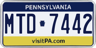 PA license plate MTD7442