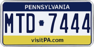 PA license plate MTD7444