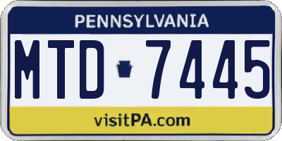 PA license plate MTD7445