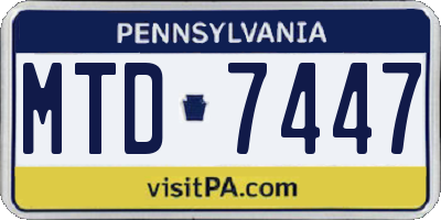 PA license plate MTD7447