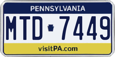 PA license plate MTD7449