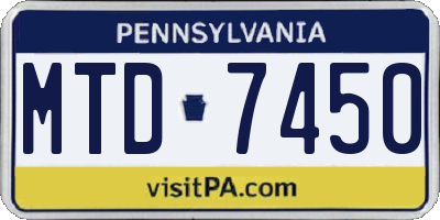 PA license plate MTD7450