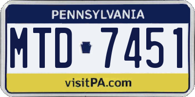 PA license plate MTD7451