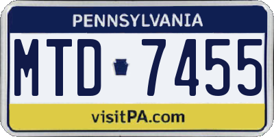PA license plate MTD7455